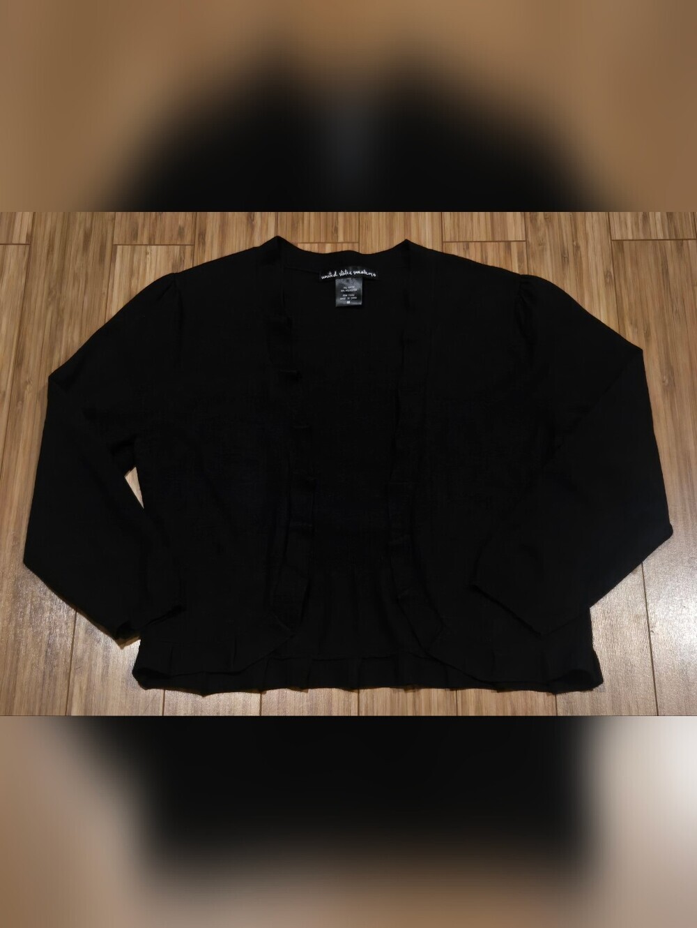 United States Sweaters Black Ruffle-Front Sweater Cardigan